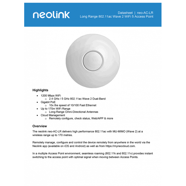 neolink AC1200 Dual Band Access Point